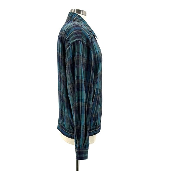 Vintage London Fog Womens Large Jacket Plaid Zipper Blue Green Purple Preppy - Picture 4 of 7